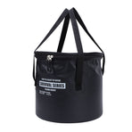 Cloth Folding Bucket with Mesh Pouch Portable Draining Basket Water Container for Outdoor Camping Fishing Car Washing Black