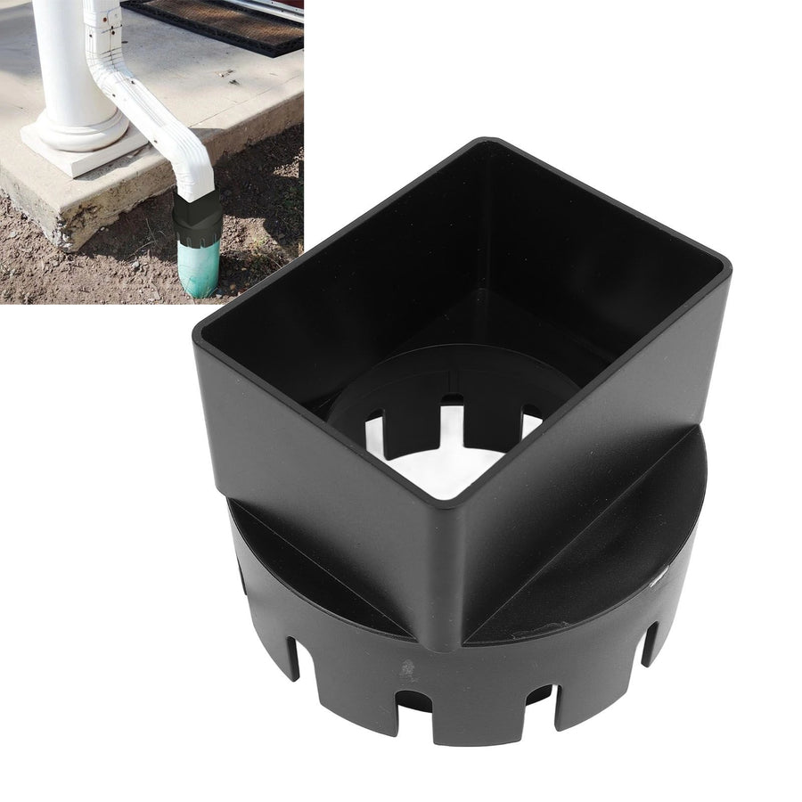 Rain Gutter Downspout Adapter 3x4 Inch PVC Square Rain Gutter to Drain Pipe Adapter for Outdoor Black