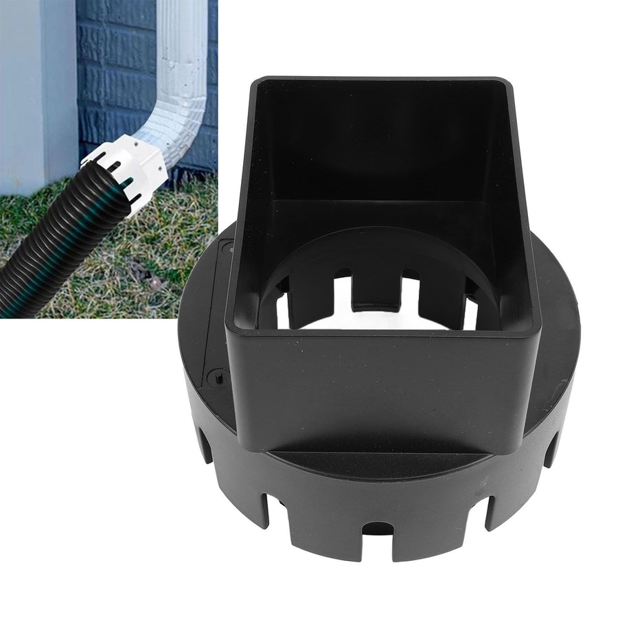 Rain Gutter Downspout Adapter 3x4 Inch PVC Square Rain Gutter to Drain Pipe Adapter for Outdoor Black