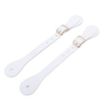 Pair of Synthetic Leather Spur Straps Adjustable Length 22cm Long Western Cowboy Spur Holder for Equestrian White