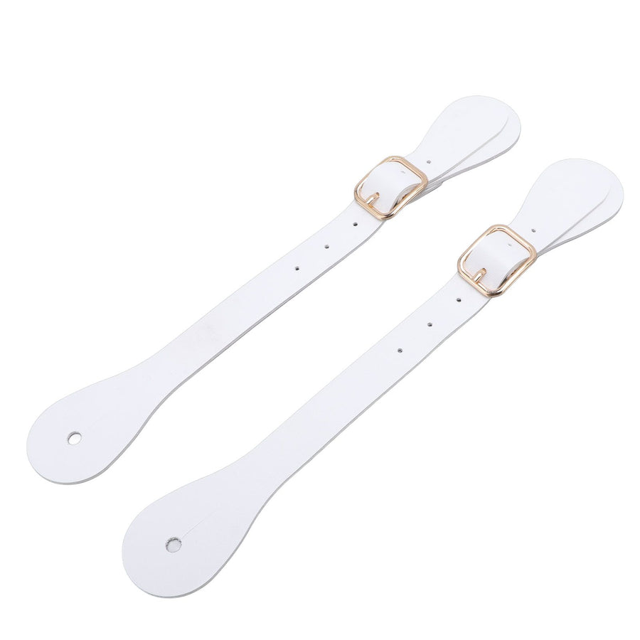 Pair of Synthetic Leather Spur Straps Adjustable Length 22cm Long Western Cowboy Spur Holder for Equestrian White