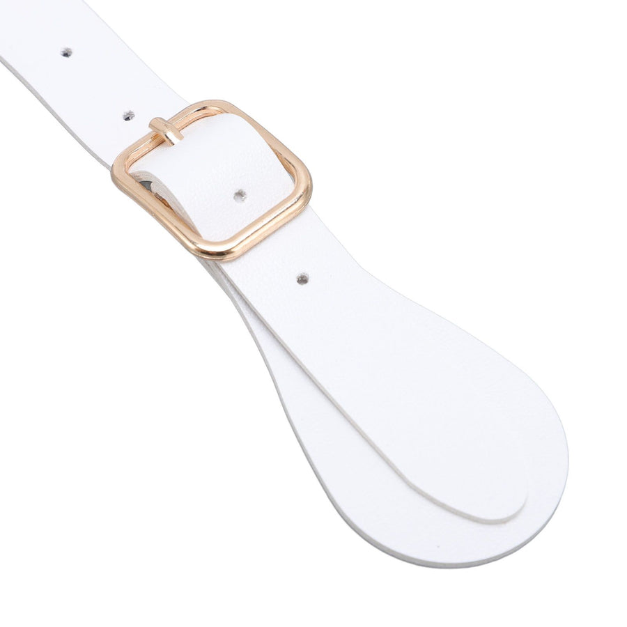 Pair of Synthetic Leather Spur Straps Adjustable Length 22cm Long Western Cowboy Spur Holder for Equestrian White