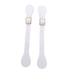 Pair of Synthetic Leather Spur Straps Adjustable Length 22cm Long Western Cowboy Spur Holder for Equestrian White