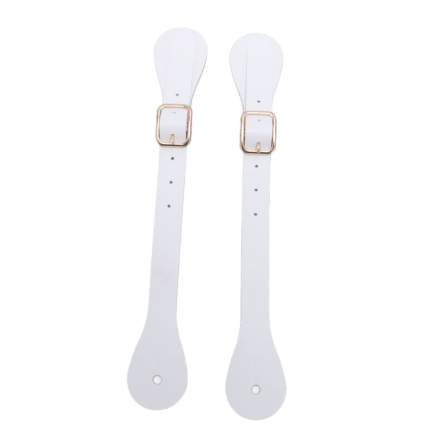 Pair of Synthetic Leather Spur Straps Adjustable Length 22cm Long Western Cowboy Spur Holder for Equestrian White