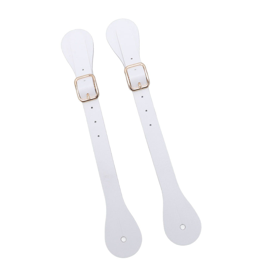 Pair of Synthetic Leather Spur Straps Adjustable Length 22cm Long Western Cowboy Spur Holder for Equestrian White