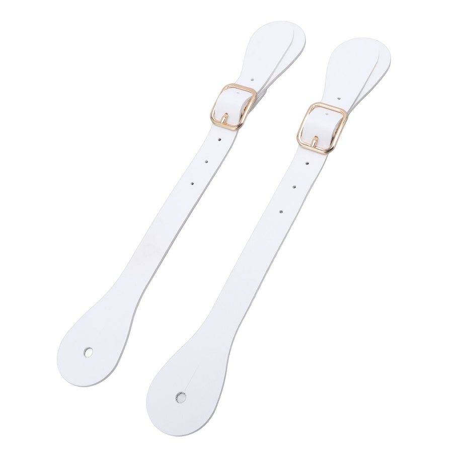 Pair of Synthetic Leather Spur Straps Adjustable Length 22cm Long Western Cowboy Spur Holder for Equestrian White