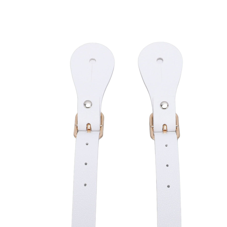 Pair of Synthetic Leather Spur Straps Adjustable Length 22cm Long Western Cowboy Spur Holder for Equestrian White