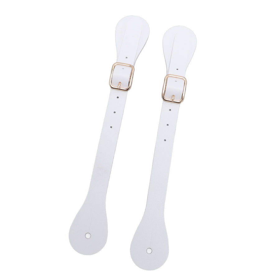 Pair of Synthetic Leather Spur Straps Adjustable Length 22cm Long Western Cowboy Spur Holder for Equestrian White