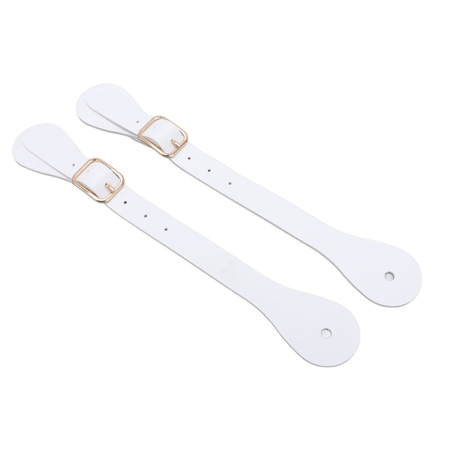 Pair of Synthetic Leather Spur Straps Adjustable Length 22cm Long Western Cowboy Spur Holder for Equestrian White
