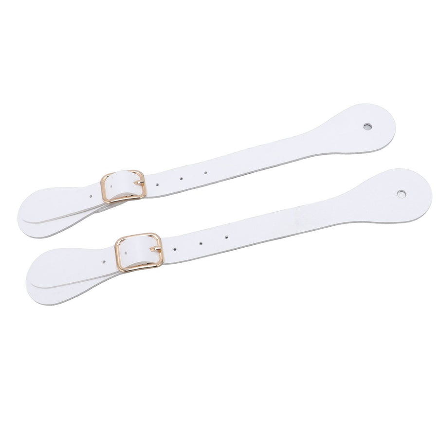 Pair of Synthetic Leather Spur Straps Adjustable Length 22cm Long Western Cowboy Spur Holder for Equestrian White