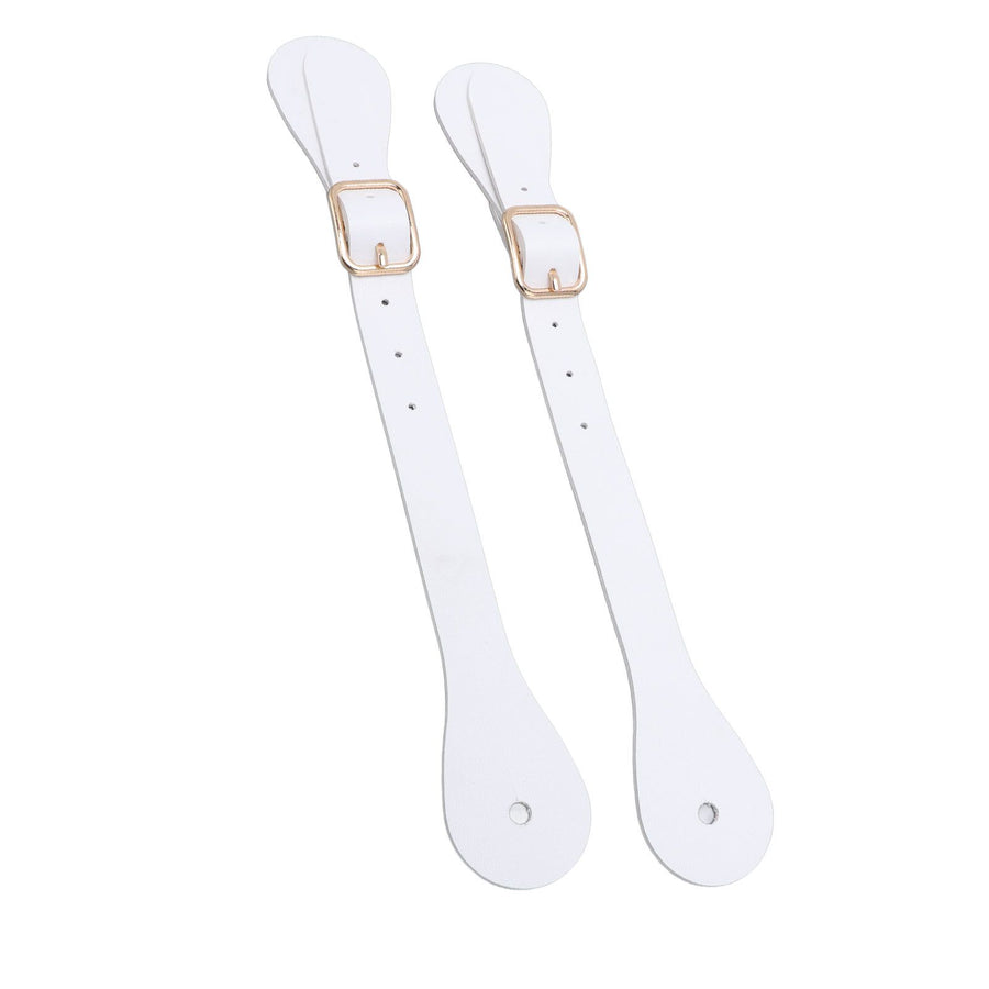 Pair of Synthetic Leather Spur Straps Adjustable Length 22cm Long Western Cowboy Spur Holder for Equestrian White