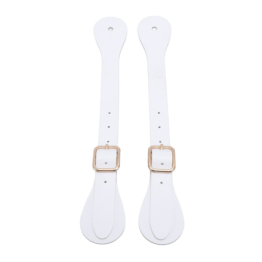 Pair of Synthetic Leather Spur Straps Adjustable Length 22cm Long Western Cowboy Spur Holder for Equestrian White