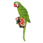 Parrot Sculpture Resin Bird Figurine Half Face Hanging Sculpture for Wall Tree Living Room Balcony Garden Green