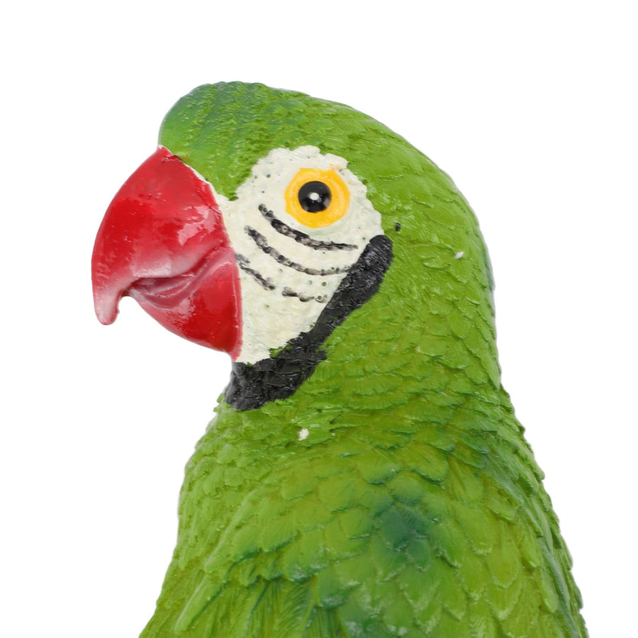Parrot Sculpture Resin Bird Figurine Half Face Hanging Sculpture for Wall Tree Living Room Balcony Garden Green