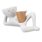 Funny Succulent Planter Resin Lying Guy Figure Fun Flower Pot for Indoor Plants Home Garden Decor Lemon Yellow