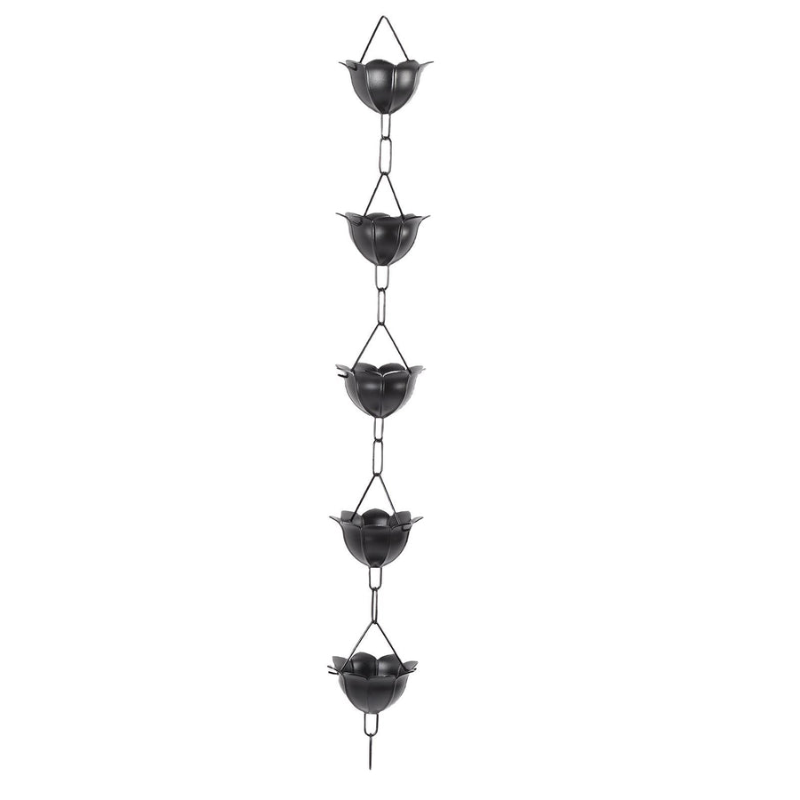 Rain Chain 3.3ft Decorative Rain Catcher Chain for Gutters Outside Rain Gutter Downspout Aluminum Alloy Black A