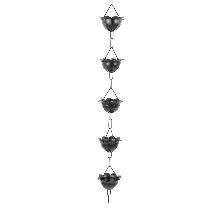 Rain Chain 3.3ft Decorative Rain Catcher Chain for Gutters Outside Rain Gutter Downspout Aluminum Alloy Black A