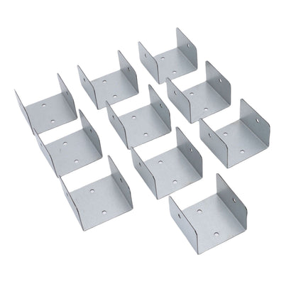 10pcs Timber Post Fasteners U Shape Galvanised Steel Anti Theft Anti Vibration Fence Panel Clamps for Concrete Wood Posts 35mm / 1.38in