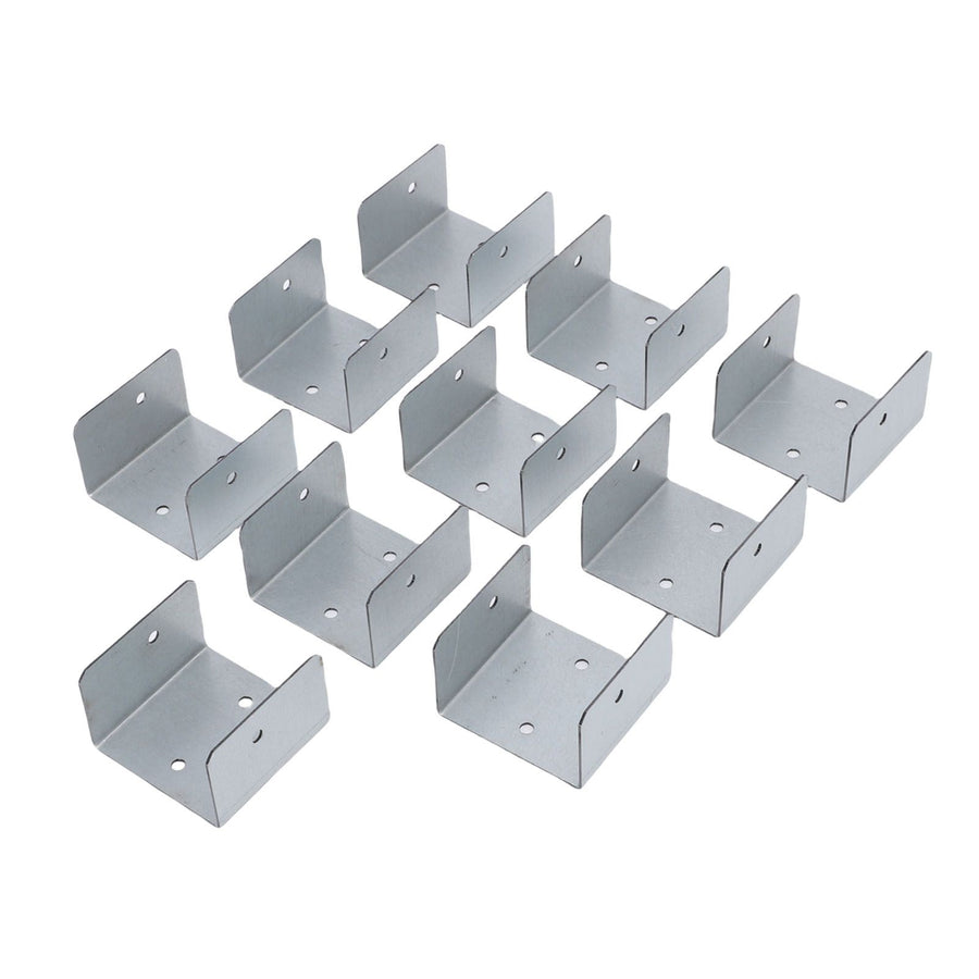 10pcs Timber Post Fasteners U Shape Galvanised Steel Anti Theft Anti Vibration Fence Panel Clamps for Concrete Wood Posts 44mm / 1.73in