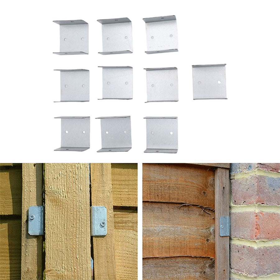 10pcs Timber Post Fasteners U Shape Galvanised Steel Anti Theft Anti Vibration Fence Panel Clamps for Concrete Wood Posts 44mm / 1.73in