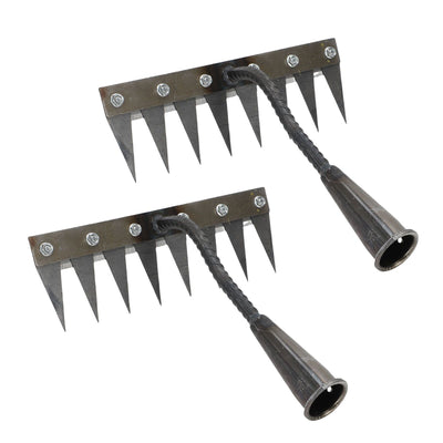 2PCS Weeding Rake Manganese Steel 8 Teeth Hand Weeder Weed Puller Tool for Gardening Cultivating Lawn Care