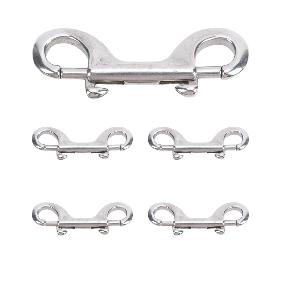 Stainless Steel Double Hook Snap Heavy Duty Clasp Snap for Ropes Chains Leashes Pets Leads Farm Gate Latches 5Pcs 100mm