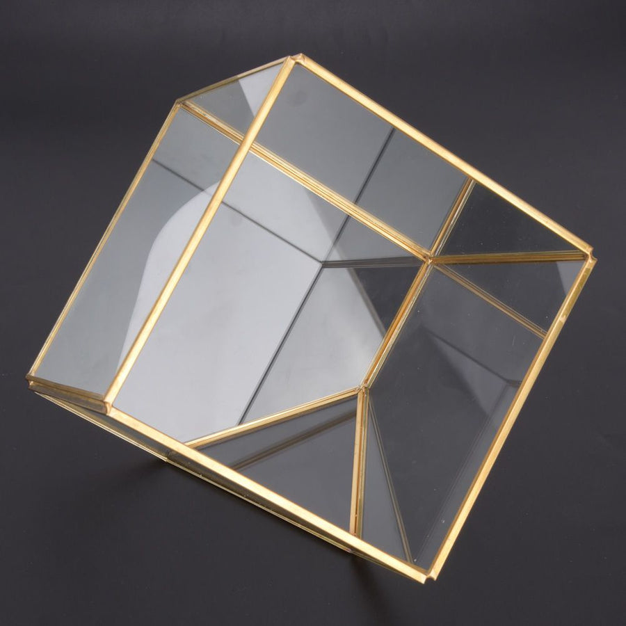 Gold Geometric Shape Succulents Plant Flowerpot Glass Planter Landscape Home Table Decoration