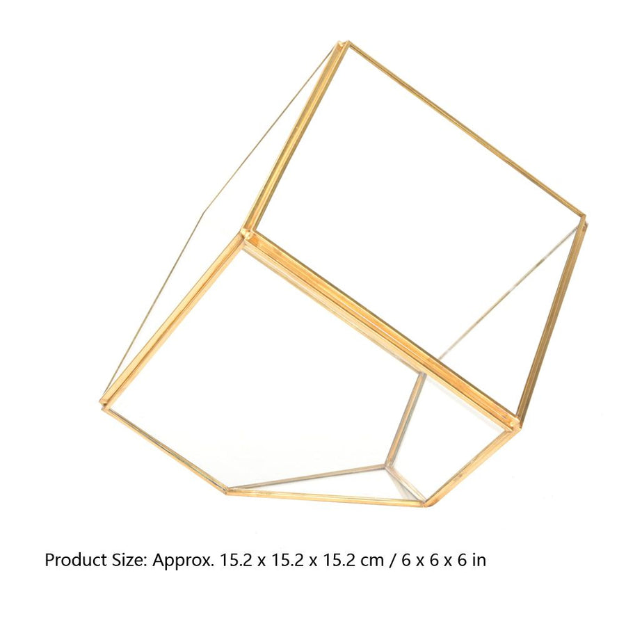 Gold Geometric Shape Succulents Plant Flowerpot Glass Planter Landscape Home Table Decoration
