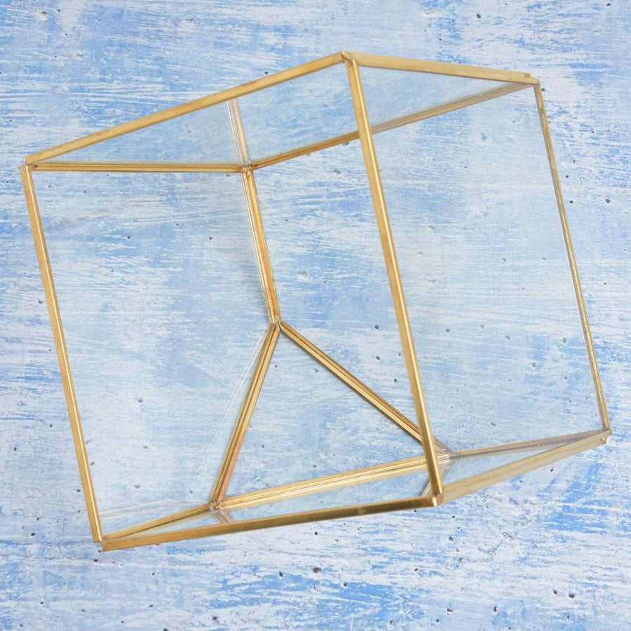 Gold Geometric Shape Succulents Plant Flowerpot Glass Planter Landscape Home Table Decoration