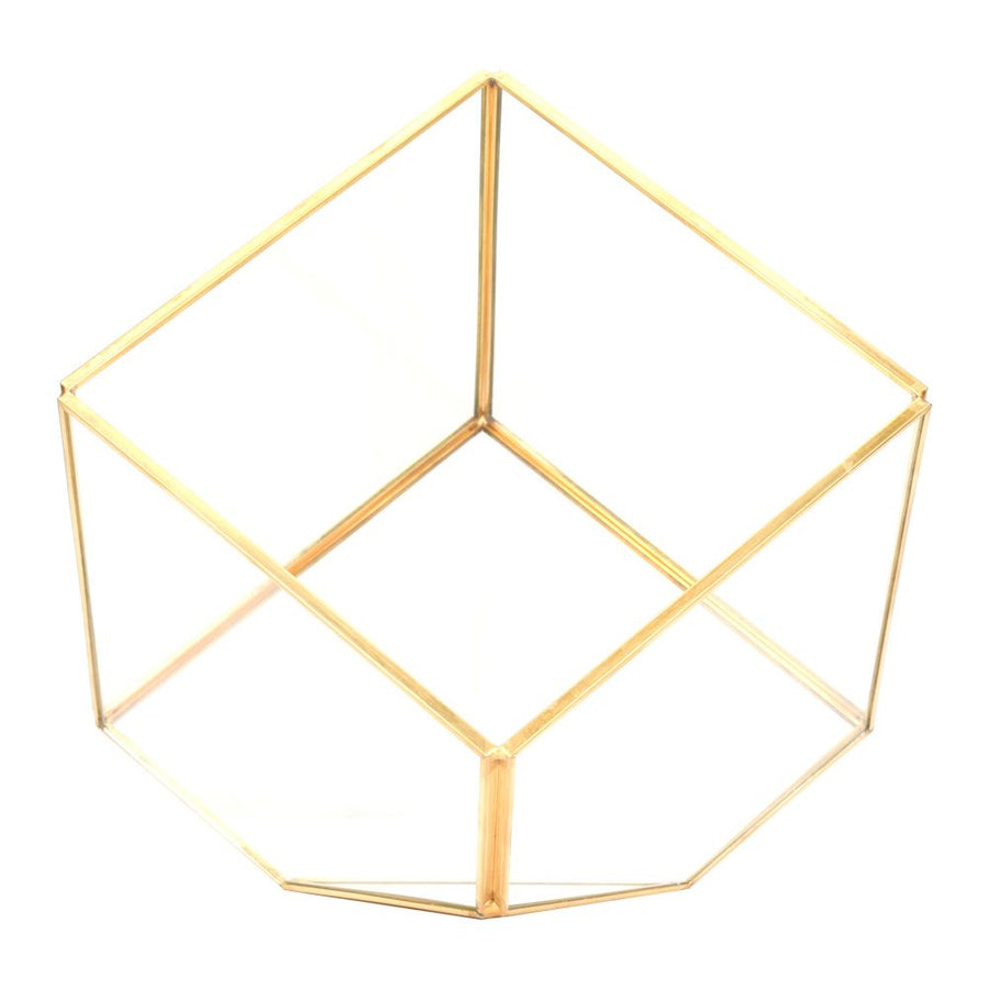 Gold Geometric Shape Succulents Plant Flowerpot Glass Planter Landscape Home Table Decoration