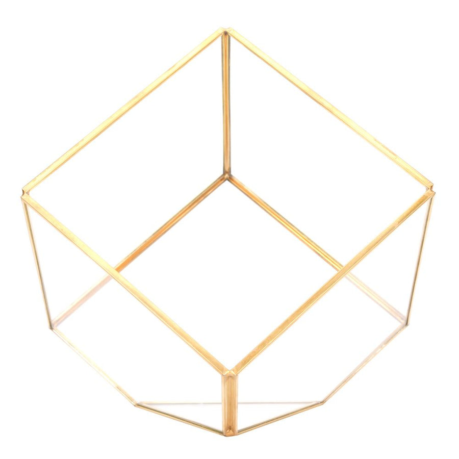 Gold Geometric Shape Succulents Plant Flowerpot Glass Planter Landscape Home Table Decoration