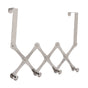 Stainless Steel Over the Door Hooks Telescopic Folding Hat Backpack Hanger Door Hanging Rack for Living Room Bedroom4 Hooks