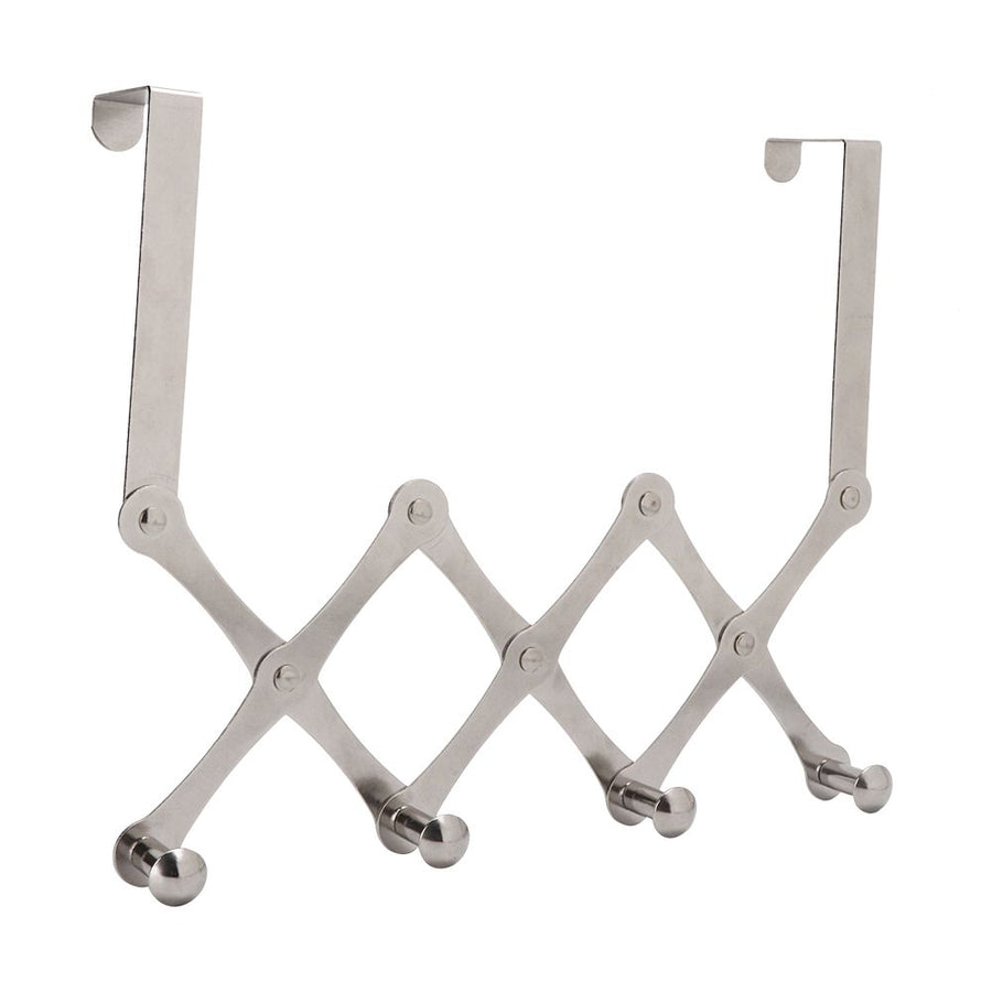 Stainless Steel Over the Door Hooks Telescopic Folding Hat Backpack Hanger Door Hanging Rack for Living Room Bedroom4 Hooks