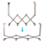 Stainless Steel Over the Door Hooks Telescopic Folding Hat Backpack Hanger Door Hanging Rack for Living Room Bedroom4 Hooks