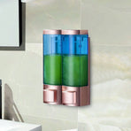 Wall Mounted Soap Dispenser Box Manual Gold Transparent Blue Double Head ABS for Hotel Bathroom