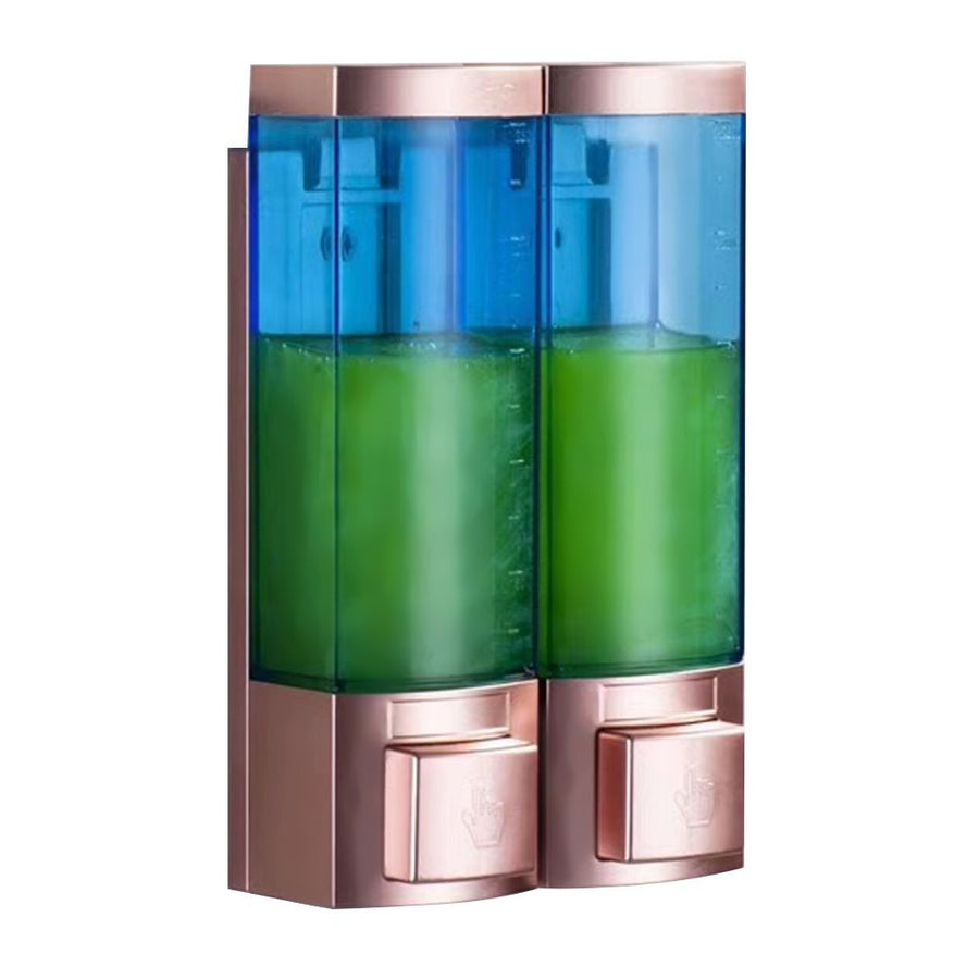 Wall Mounted Soap Dispenser Box Manual Gold Transparent Blue Double Head ABS for Hotel Bathroom