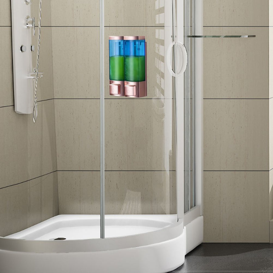 Wall Mounted Soap Dispenser Box Manual Gold Transparent Blue Double Head ABS for Hotel Bathroom