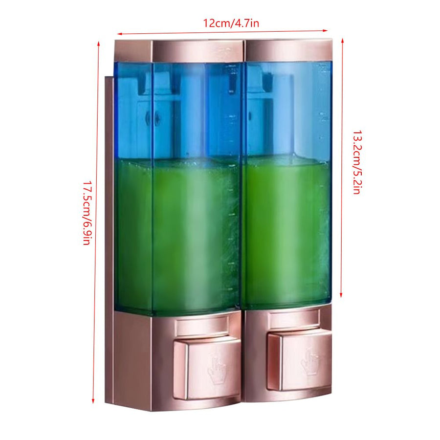 Wall Mounted Soap Dispenser Box Manual Gold Transparent Blue Double Head ABS for Hotel Bathroom