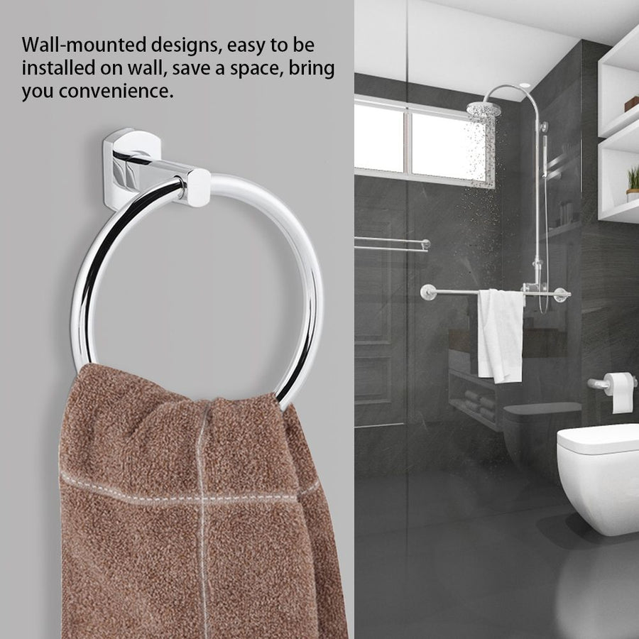 Stainless Steel Towel Ring Holder Round Wall Mounted Towel Rack Bathroom Accessories