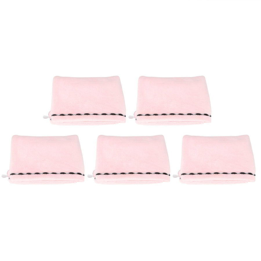5Pcs Hair Drying Hat Cap Turban Absorbent Towel Wrap Bathing Supplies for Home TravelingPink