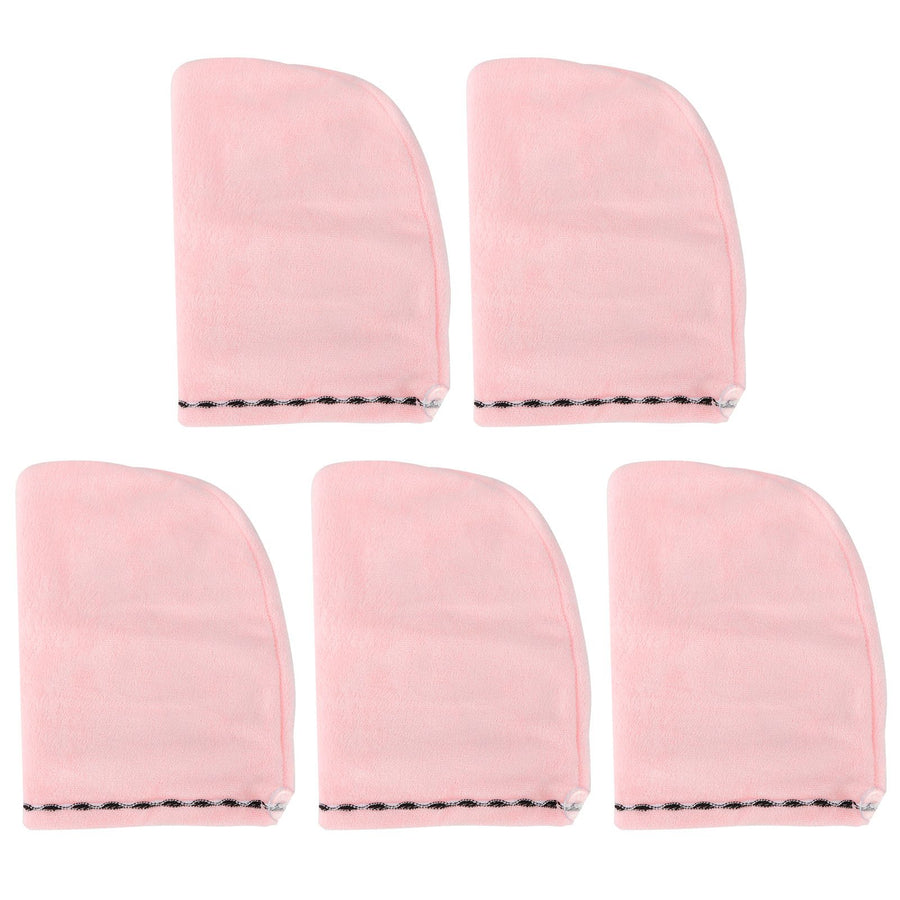5Pcs Hair Drying Hat Cap Turban Absorbent Towel Wrap Bathing Supplies for Home TravelingPink