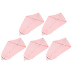 5Pcs Hair Drying Hat Cap Turban Absorbent Towel Wrap Bathing Supplies for Home TravelingPink
