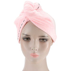 5Pcs Hair Drying Hat Cap Turban Absorbent Towel Wrap Bathing Supplies for Home TravelingPink