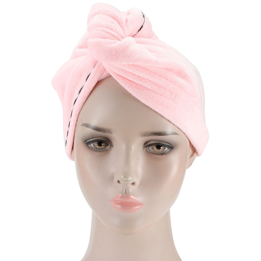 5Pcs Hair Drying Hat Cap Turban Absorbent Towel Wrap Bathing Supplies for Home TravelingPink