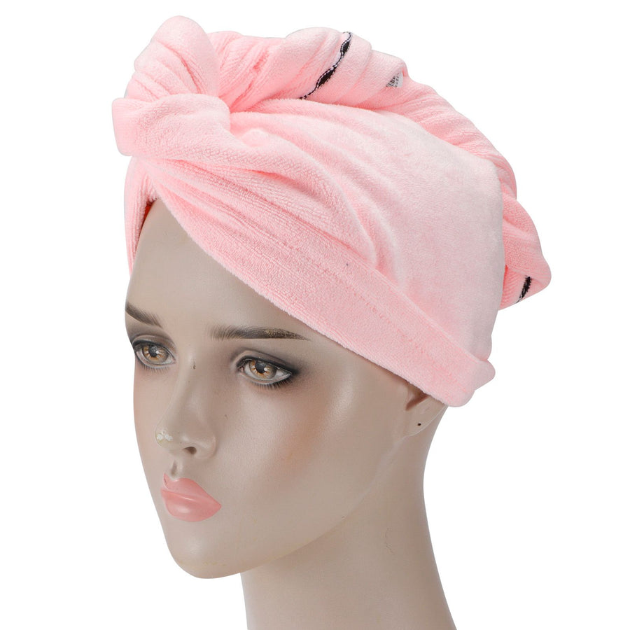 5Pcs Hair Drying Hat Cap Turban Absorbent Towel Wrap Bathing Supplies for Home TravelingPink