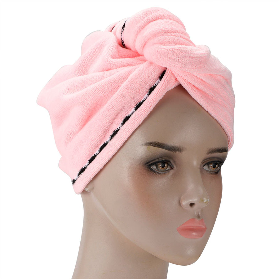 5Pcs Hair Drying Hat Cap Turban Absorbent Towel Wrap Bathing Supplies for Home TravelingPink