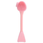 Handheld Silicone Face Cleaning Brush Mask DIY Mixing Stick Makeup Cleansing Brush(Pink Double Head FishtailShape )