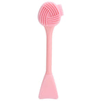 Handheld Silicone Face Cleaning Brush Mask DIY Mixing Stick Makeup Cleansing Brush(Pink Double Head FishtailShape )