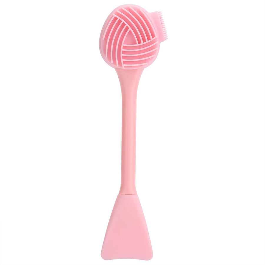 Handheld Silicone Face Cleaning Brush Mask DIY Mixing Stick Makeup Cleansing Brush(Pink Double Head FishtailShape )