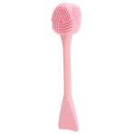 Handheld Silicone Face Cleaning Brush Mask DIY Mixing Stick Makeup Cleansing Brush(Pink Double Head FishtailShape )